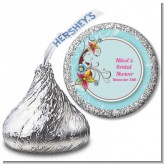 Aqua & Brown Floral - Hershey Kiss Birthday Party Sticker Labels