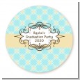 Aqua & Yellow - Round Personalized Graduation Party Sticker Labels thumbnail