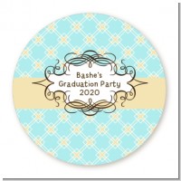 Aqua & Yellow - Round Personalized Graduation Party Sticker Labels