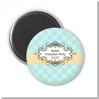 Aqua & Yellow - Personalized Graduation Party Magnet Favors