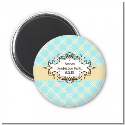 Aqua & Yellow - Personalized Graduation Party Magnet Favors