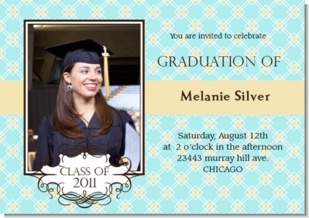 Aqua & Yellow - Graduation Party Invitations