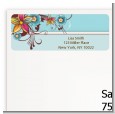 Aqua & Brown Floral - Birthday Party Return Address Labels thumbnail