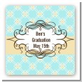 Aqua & Yellow - Square Personalized Graduation Party Sticker Labels thumbnail