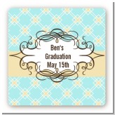 Aqua & Yellow - Square Personalized Graduation Party Sticker Labels