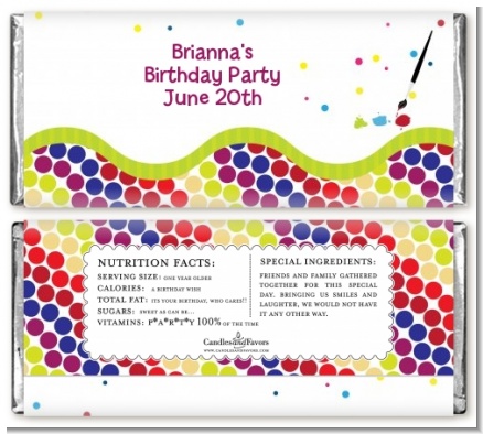Paint Party - Personalized Birthday Party Candy Bar Wrappers