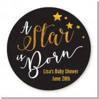 A Star Is Born Gold - Round Personalized Baby Shower Sticker Labels