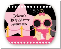 A Star Is Born!® Hollywood Black|Pink - Personalized Baby Shower Rounded Corner Stickers