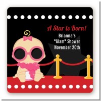 A Star Is Born!® Hollywood - Square Personalized Baby Shower Sticker Labels