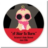 A Star Is Born!® Hollywood - Round Personalized Baby Shower Sticker Labels