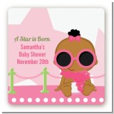 A Star Is Born Hollywood White|Pink - Square Personalized Baby Shower Sticker Labels