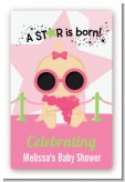 A Star Is Born Hollywood White|Pink - Custom Large Rectangle Baby Shower Sticker/Labels