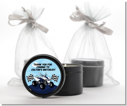 ATV 4 Wheeler Quad - Birthday Party Black Candle Tin Favors