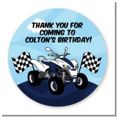 ATV 4 Wheeler Quad - Round Personalized Birthday Party Sticker Labels