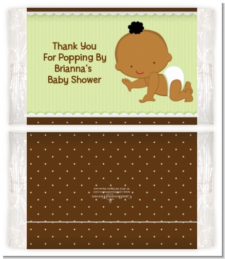 Baby Neutral African American - Personalized Popcorn Wrapper Baby Shower Favors