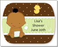 Baby Neutral African American - Personalized Baby Shower Rounded Corner Stickers