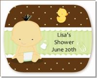 Baby Neutral Asian - Personalized Baby Shower Rounded Corner Stickers