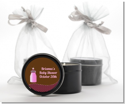 Baby Bling Pink - Baby Shower Black Candle Tin Favors