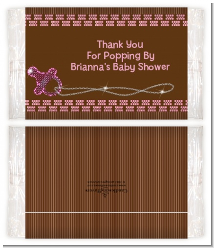 Baby Bling Pink - Personalized Popcorn Wrapper Baby Shower Favors