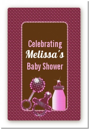 Baby Bling Pink - Custom Large Rectangle Baby Shower Sticker/Labels