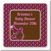 Baby Bling Pink - Square Personalized Baby Shower Sticker Labels