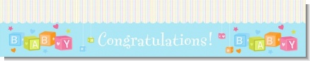 Baby Blocks Blue - Personalized Baby Shower Banners