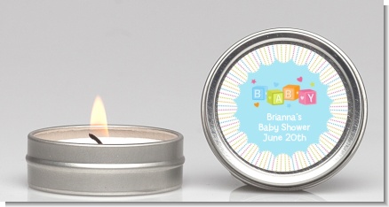 Baby Blocks Blue - Baby Shower Candle Favors