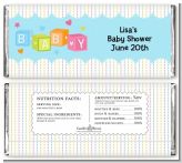 Baby Blocks Blue - Personalized Baby Shower Candy Bar Wrappers