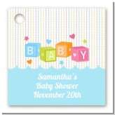 Baby Blocks Blue - Personalized Baby Shower Card Stock Favor Tags