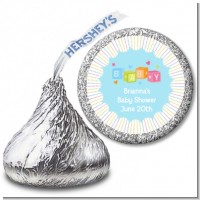 Baby Blocks Blue - Hershey Kiss Baby Shower Sticker Labels