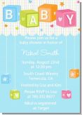 Baby Blocks Blue - Baby Shower Invitations