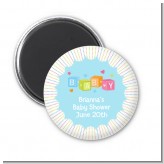 Baby Blocks Blue - Personalized Baby Shower Magnet Favors