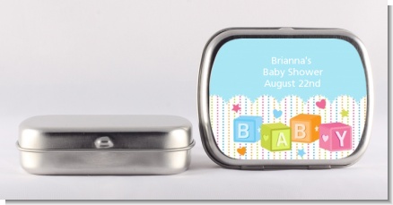 Baby Blocks Blue - Personalized Baby Shower Mint Tins