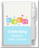 Baby Blocks Blue - Baby Shower Personalized Notebook Favor