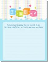 Baby Blocks Blue - Baby Shower Notes of Advice