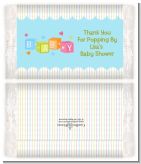 Baby Blocks Blue - Personalized Popcorn Wrapper Baby Shower Favors