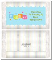 Baby Blocks Blue - Personalized Popcorn Wrapper Baby Shower Favors