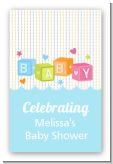 Baby Blocks Blue - Custom Large Rectangle Baby Shower Sticker/Labels
