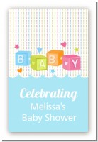 Baby Blocks Blue - Custom Large Rectangle Baby Shower Sticker/Labels