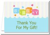 Baby Blocks Blue - Baby Shower Thank You Cards