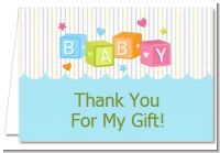 Baby Blocks Blue - Baby Shower Thank You Cards