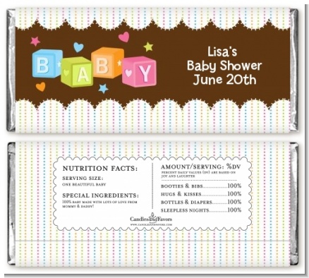 Baby Blocks - Personalized Baby Shower Candy Bar Wrappers