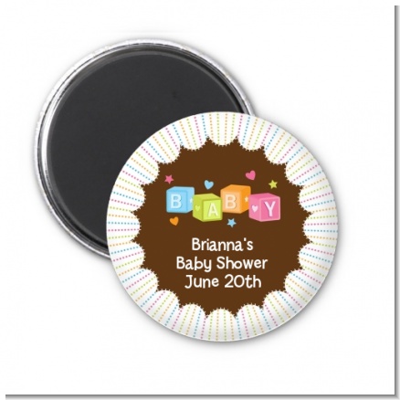 Baby Blocks - Personalized Baby Shower Magnet Favors