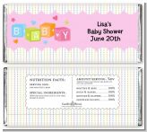 Baby Blocks Pink - Personalized Baby Shower Candy Bar Wrappers