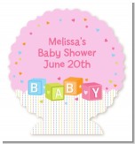 Baby Blocks Pink - Personalized Baby Shower Centerpiece Stand