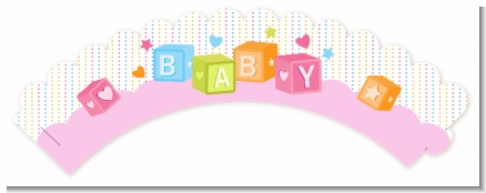 Baby Blocks Pink - Baby Shower Cupcake Wrappers