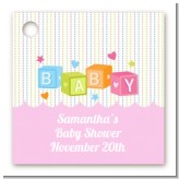 Baby Blocks Pink - Personalized Baby Shower Card Stock Favor Tags