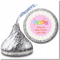Baby Blocks Pink - Hershey Kiss Baby Shower Sticker Labels