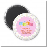 Baby Blocks Pink - Personalized Baby Shower Magnet Favors