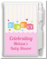 Baby Blocks Pink - Baby Shower Personalized Notebook Favor